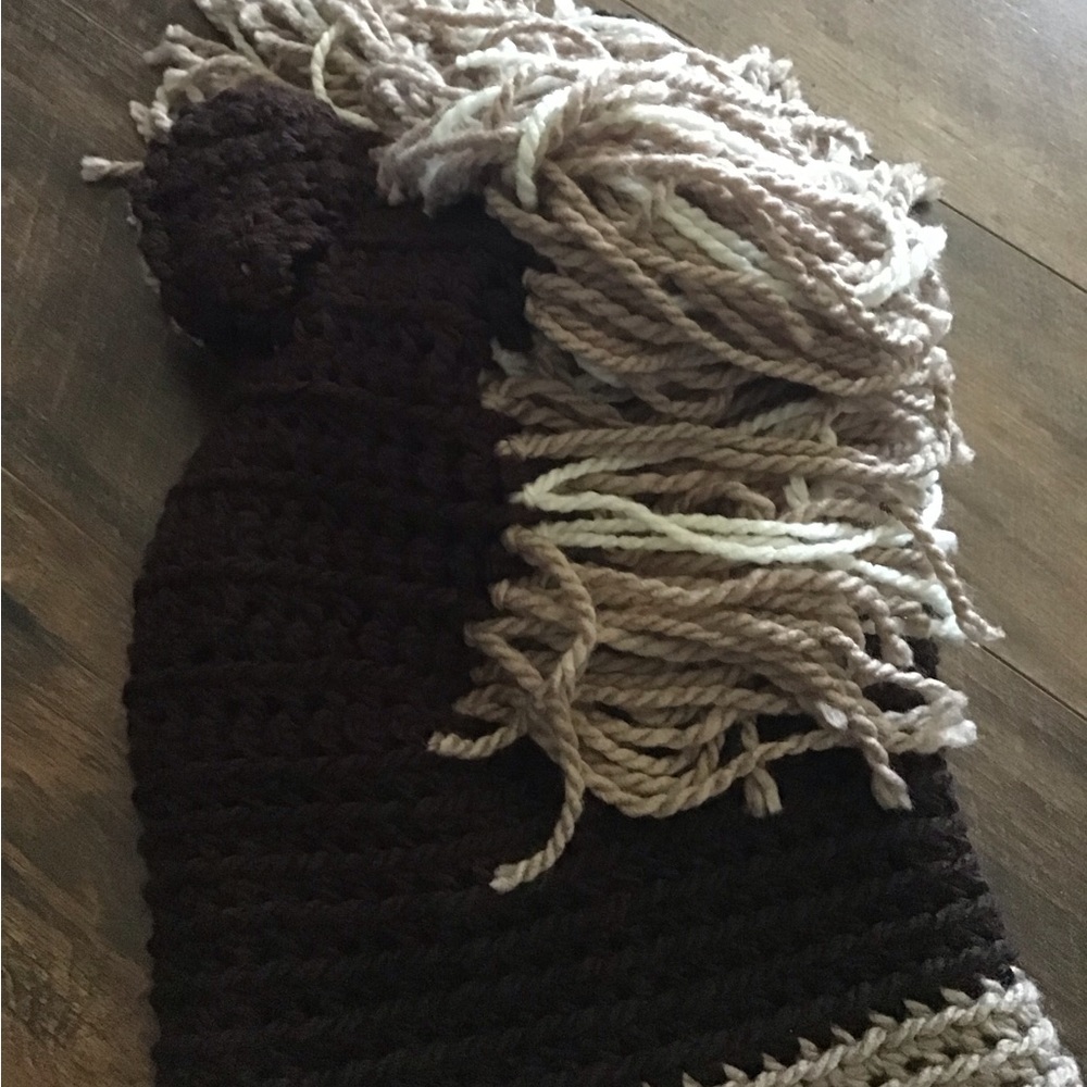 Horse/pony big kids crochet hood cowl hat - Picture 2 of 8